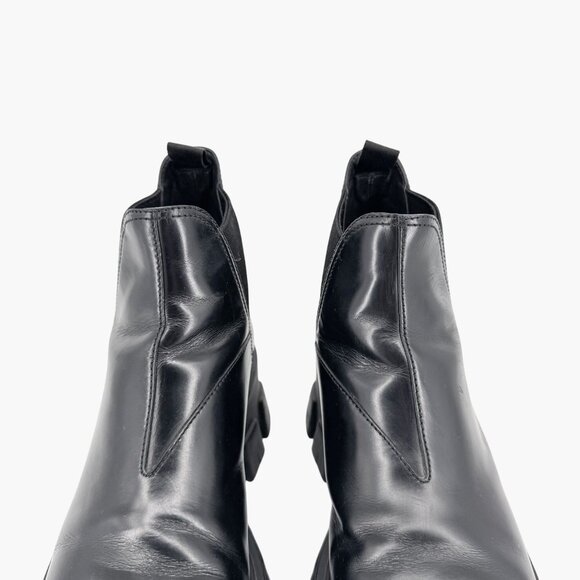 Prada Monolith Chelsea Ankle Boots Size 41 US 11 Black Leather Lug Sole Combat - Picture 4 of 15